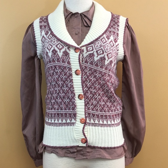 Vintage Sleeveless Button Down Sweater & Blouse - Picture 1 of 8